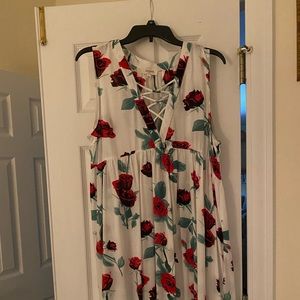 Woman’s rose print dress